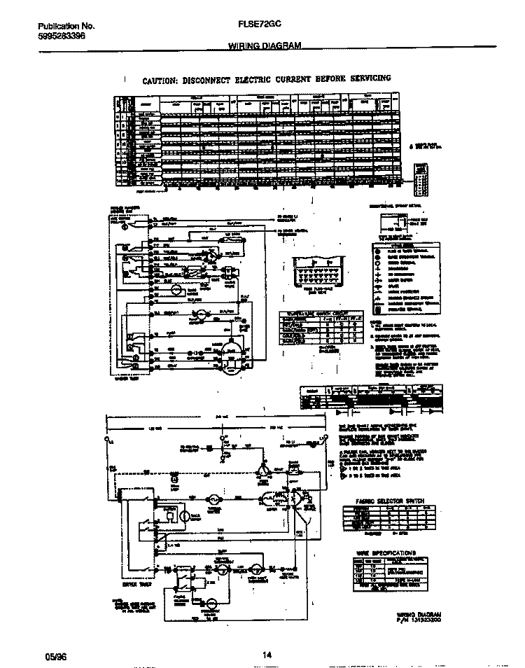WIRING DIAGRAM Diagram and Parts List for FLSE72GCS2  Frigidaire Washer Dryer Combo