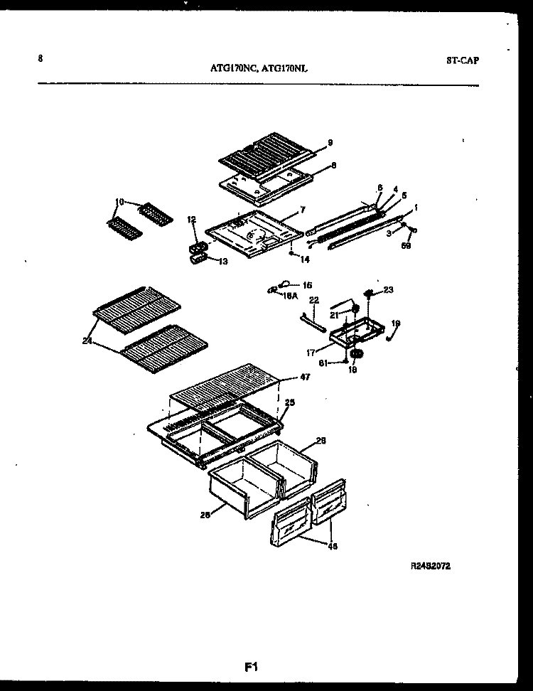 SHELVES AND SUPPORTS Diagram and Parts List for ATG170NCD2  Frigidaire Refrigerator