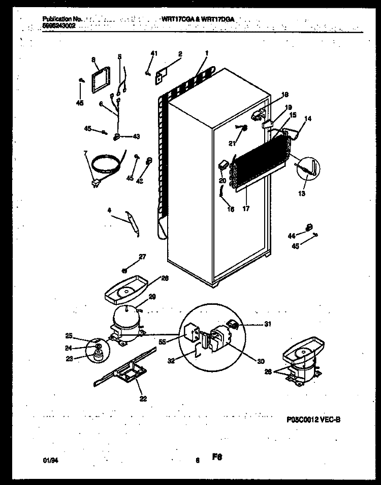 SYSTEM AND AUTOMATIC DEFROST PARTS Diagram and Parts List for WRT17CGAD0  Frigidaire Refrigerator