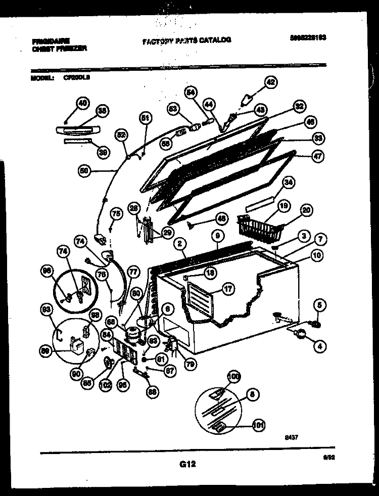 CHEST FREEZER PARTS Diagram and Parts List for CF20DL6  Frigidaire Freezer
