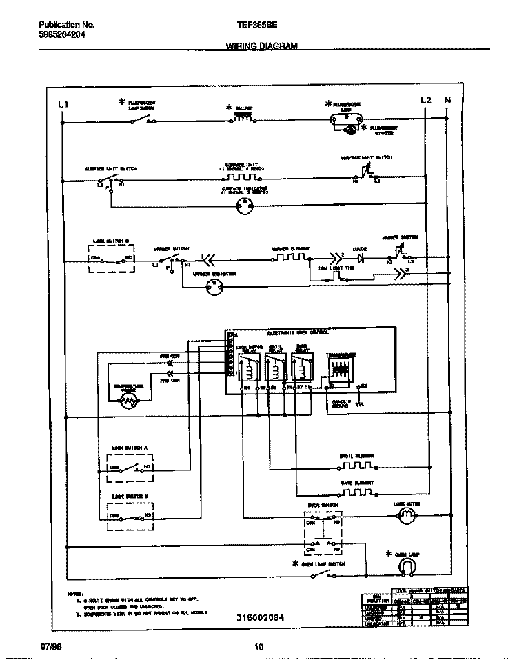 WIRING DIAGRAM Diagram and Parts List for TEF365BEWA  Tappan Range