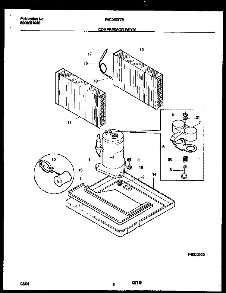 COMPRESSOR PARTS Diagram and Parts List for FAC053T7A3  Frigidaire Air Conditioner