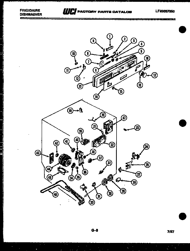 CONSOLE, CONTROL AND MOTOR PARTS Diagram and Parts List for DWSF500EW  Frigidaire Dishwasher
