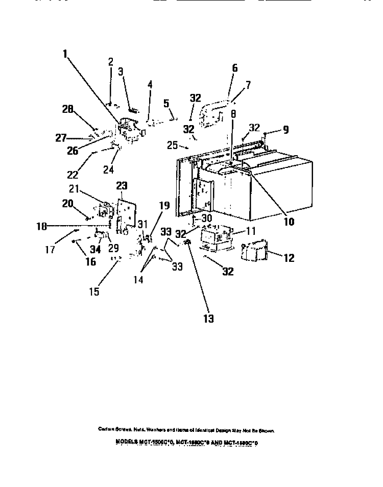 DOOR INTERLOCK SWITCHES, MAGNETRON, Diagram and Parts List for MCT1550C0  Frigidaire Microwave