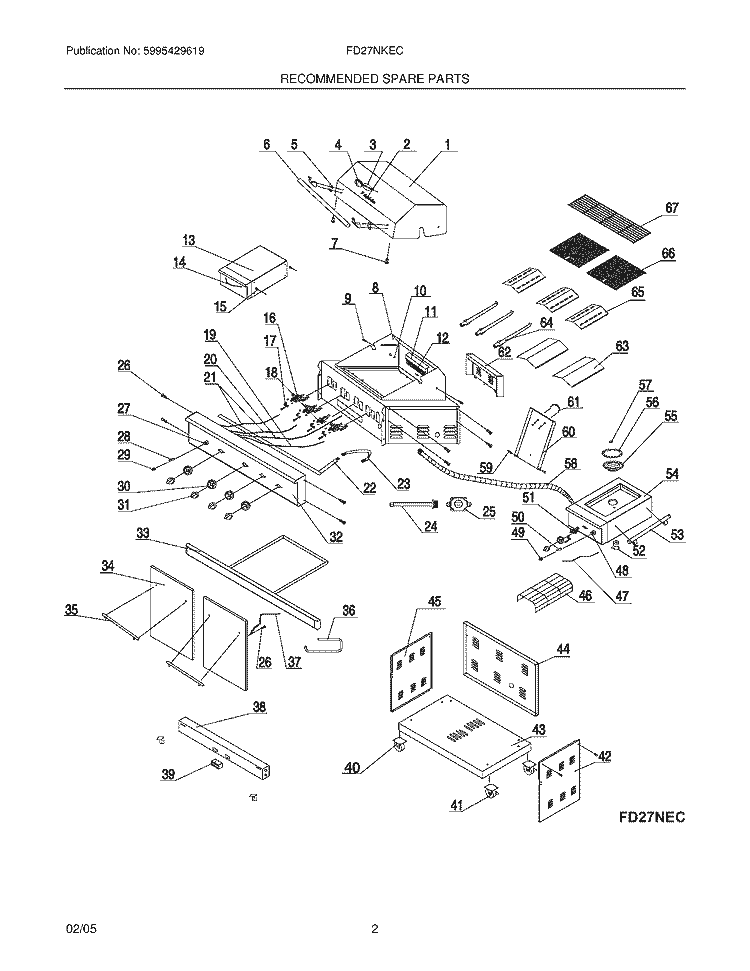 UNIT Diagram and Parts List for FD27NKEC  Frigidaire Grill