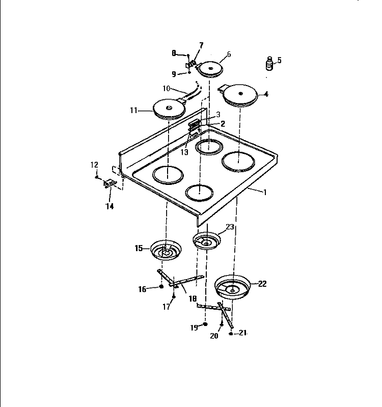 TOP, DRAWER Diagram and Parts List for KF590HDD0  Frigidaire Wall Oven