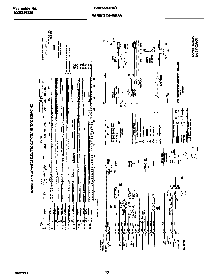 WIRING DIAGRAM Diagram and Parts List for TWX233REW1  Frigidaire Washer