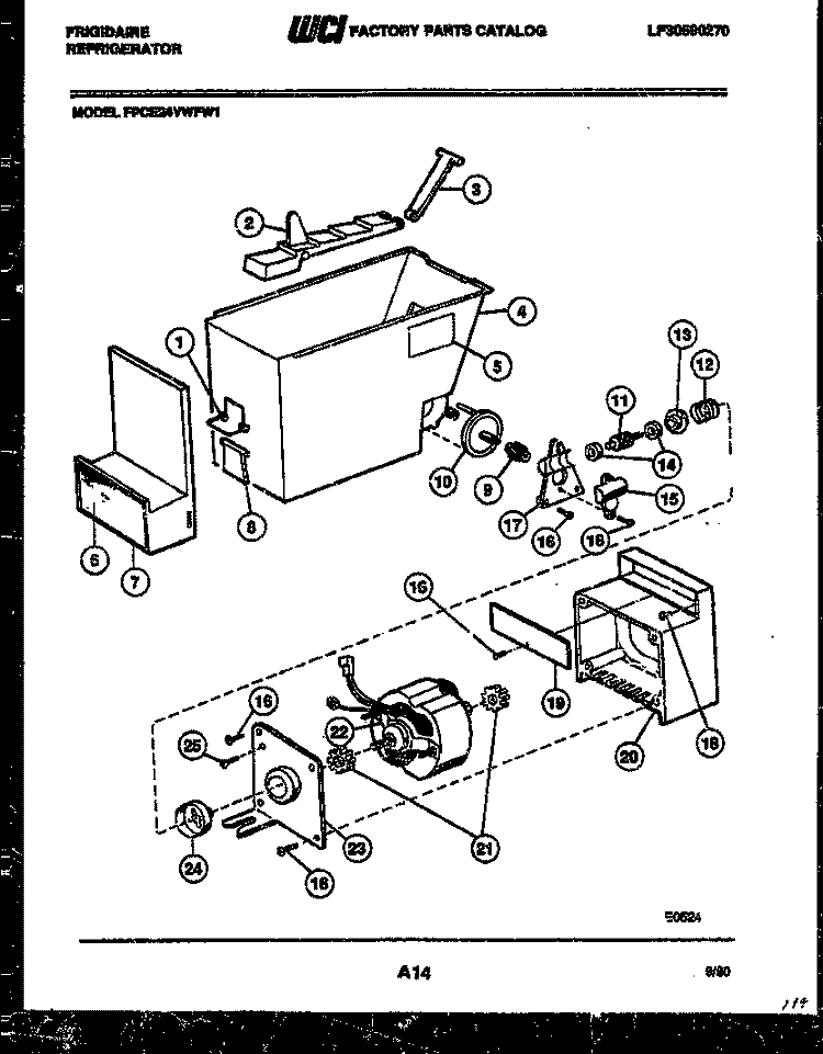 ICE DISPENSER Diagram and Parts List for FPCE24VWFA1  Frigidaire Refrigerator
