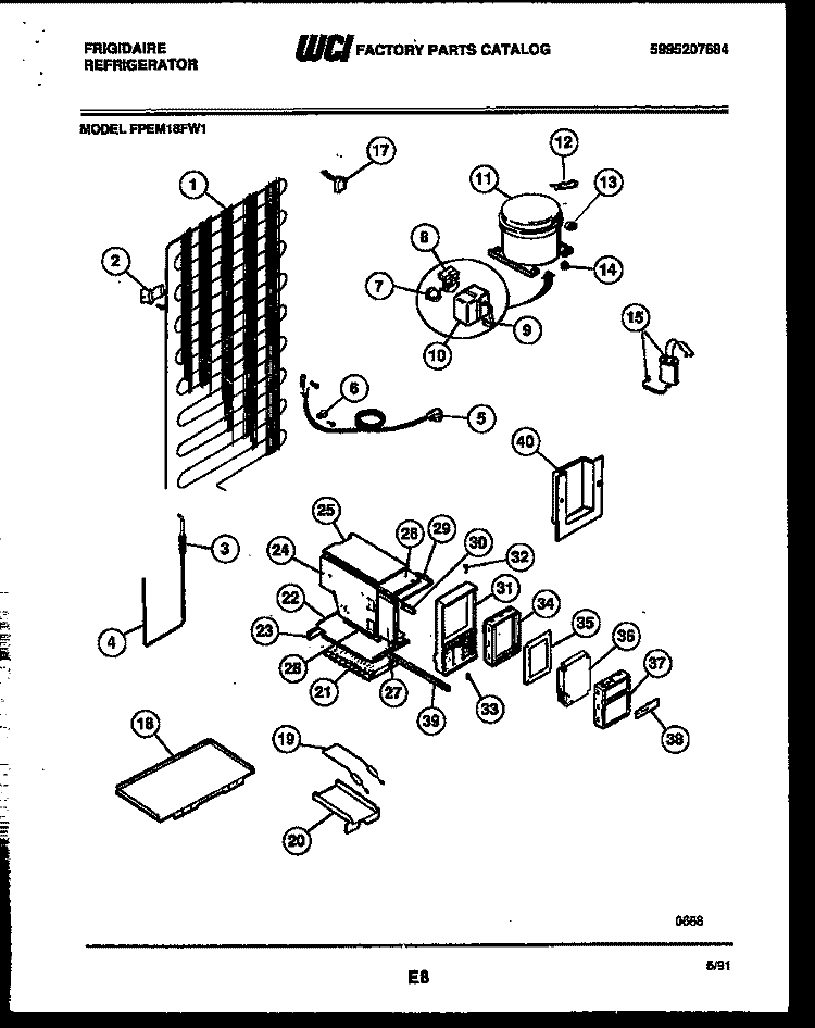 SYSTEM AND AUTOMATIC DEFROST PARTS Diagram and Parts List for FPEM18FL1  Frigidaire Refrigerator