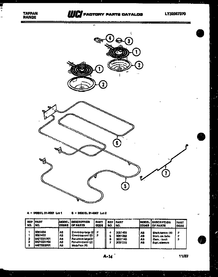 BROILER PARTS Diagram and Parts List for 31-4967-23-01  Tappan Range