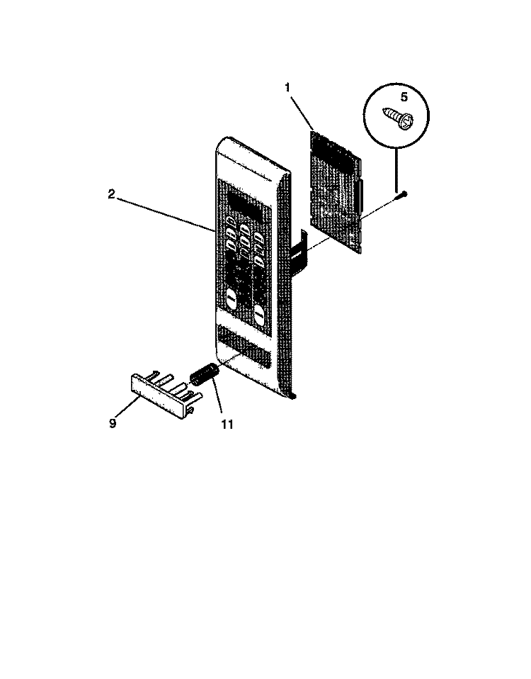 CONTROL PANEL Diagram and Parts List for TMS134T  Tappan Microwave