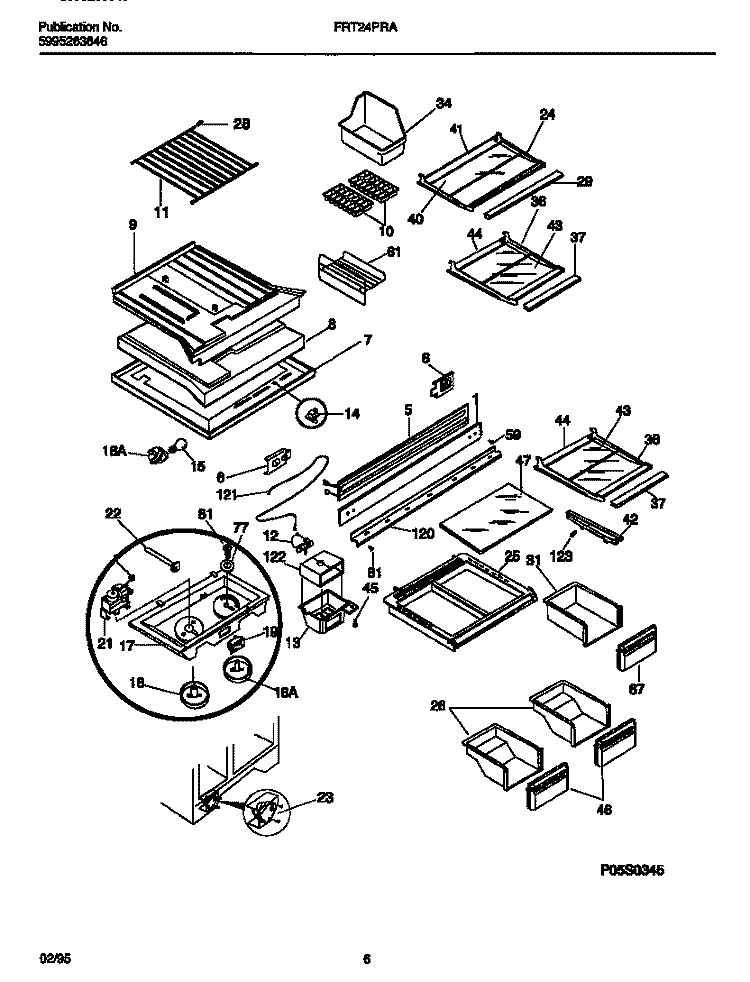 SHELVES, MOULDING Diagram and Parts List for FRT24PRAW2  Frigidaire Refrigerator