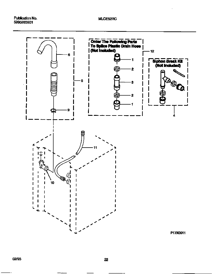 WASHER - HOSES Diagram and Parts List for MLCE52RCS0  Tappan Washer
