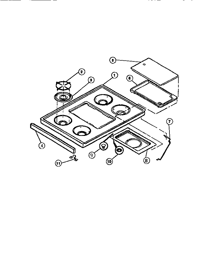 MAIN TOP Diagram and Parts List for 36-3272-66-09  Tappan Range