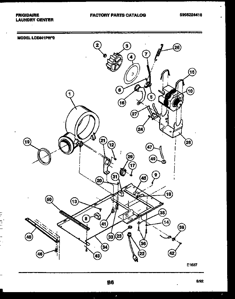 DRYER MOTOR, BLOWER AND BELT Diagram and Parts List for LCE441PL0  Frigidaire Washer