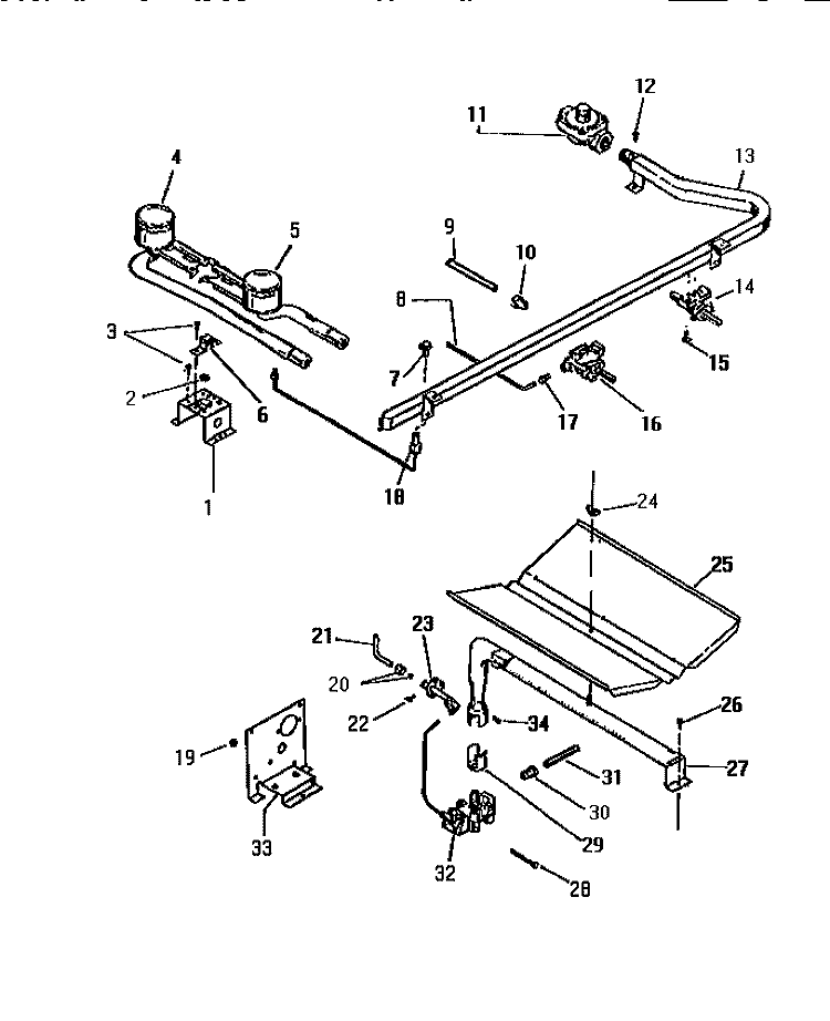 BURNER ASSEMBLY Diagram and Parts List for GF470HXH1  Frigidaire Wall Oven