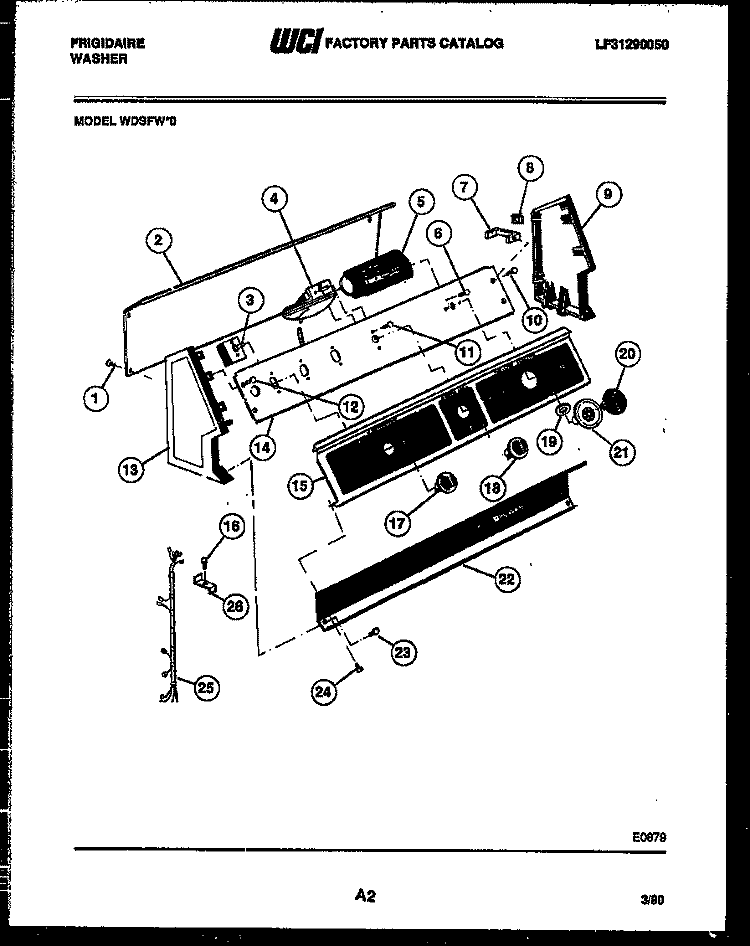 CONSOLE AND CONTROL PARTS Diagram and Parts List for WDSFW0  Frigidaire Washer