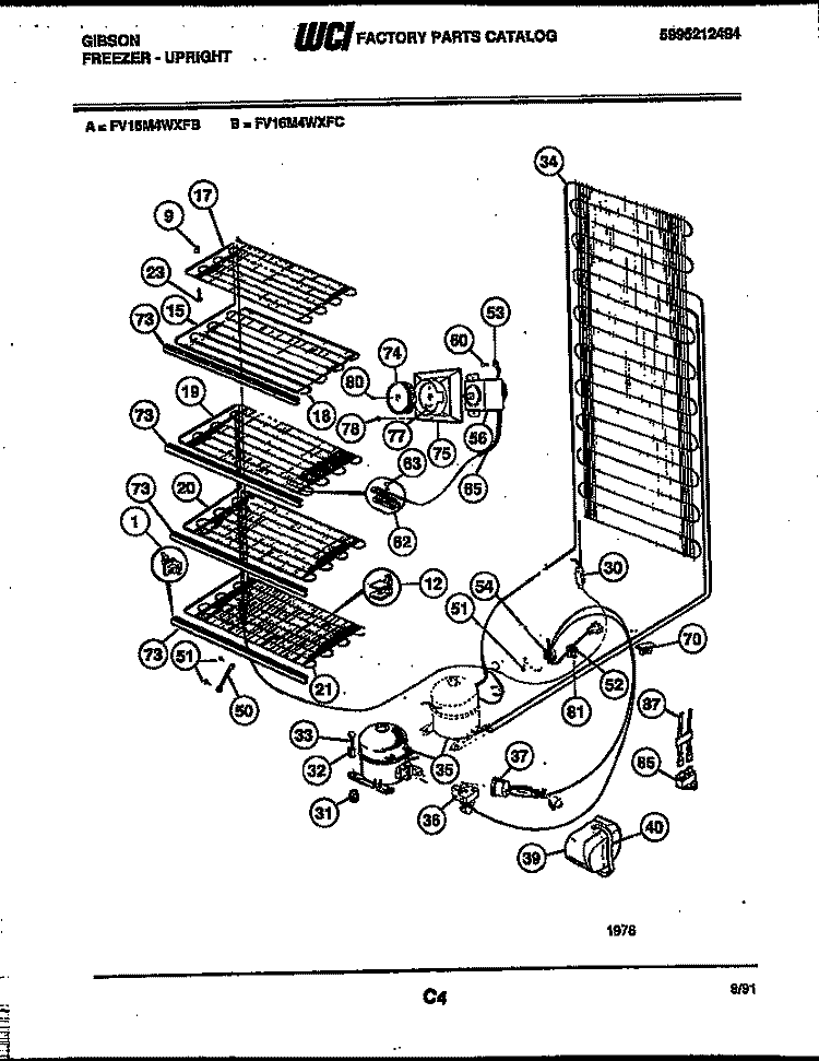 SYSTEM AND ELECTRICAL PARTS Diagram and Parts List for FV16M4WXFC  Gibson Freezer