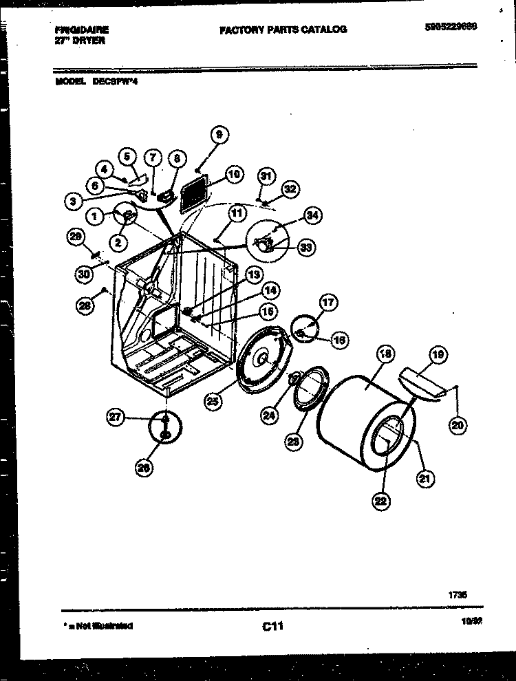 CABINET AND COMPONENT PARTS Diagram and Parts List for DECSFL4  Frigidaire Dryer