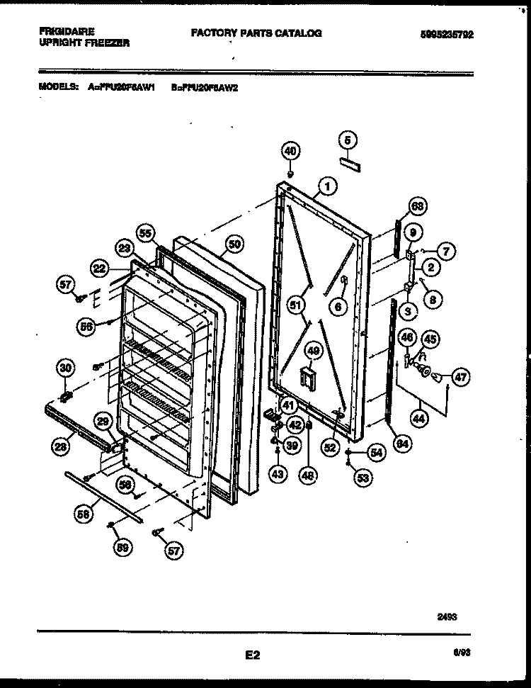 DOOR PARTS Diagram and Parts List for FFU20F6AW2  Frigidaire Freezer