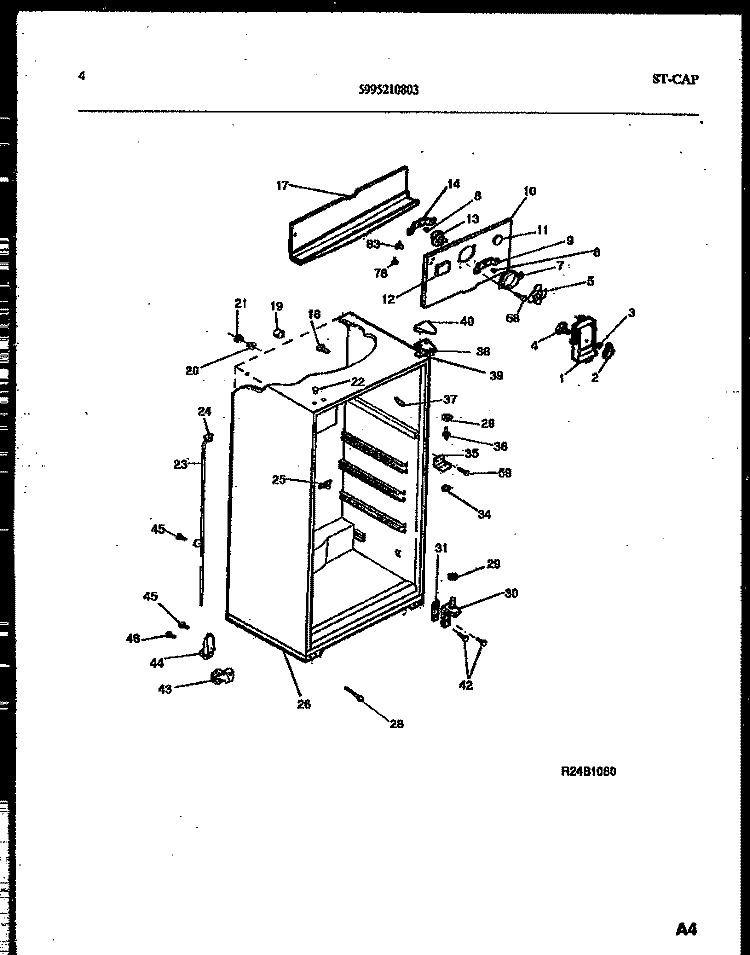CABINET PARTS Diagram and Parts List for 95-1781-00-00  Tappan Refrigerator