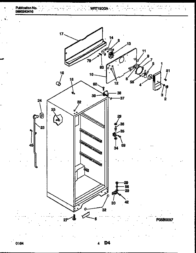 CABINET PARTS Diagram and Parts List for WRT15CGAZ0  Frigidaire Refrigerator