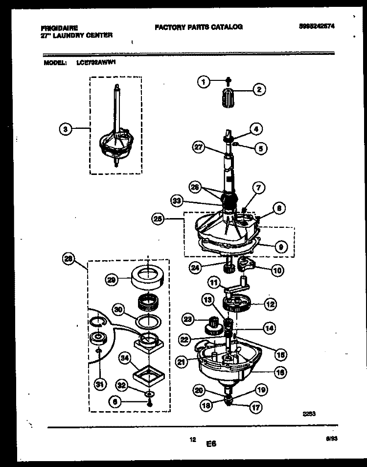 TRANSMISSION PARTS Diagram and Parts List for LCE702ADD1  Frigidaire Washer Dryer Combo