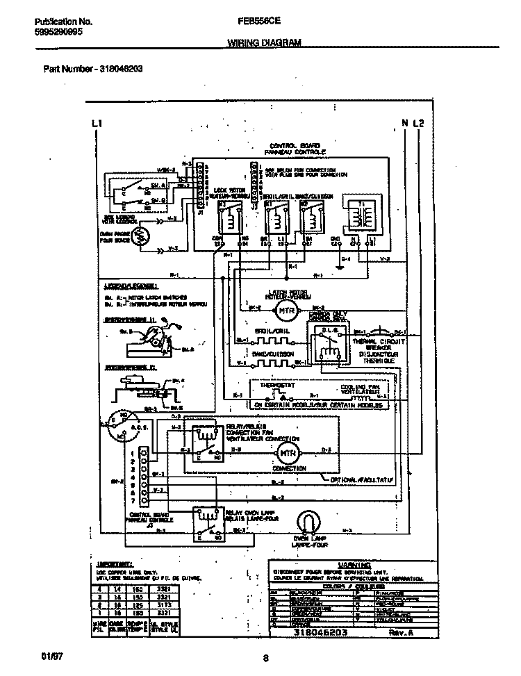 WIRING DIAGRAM Diagram and Parts List for FEB556CETC  Frigidaire Wall Oven