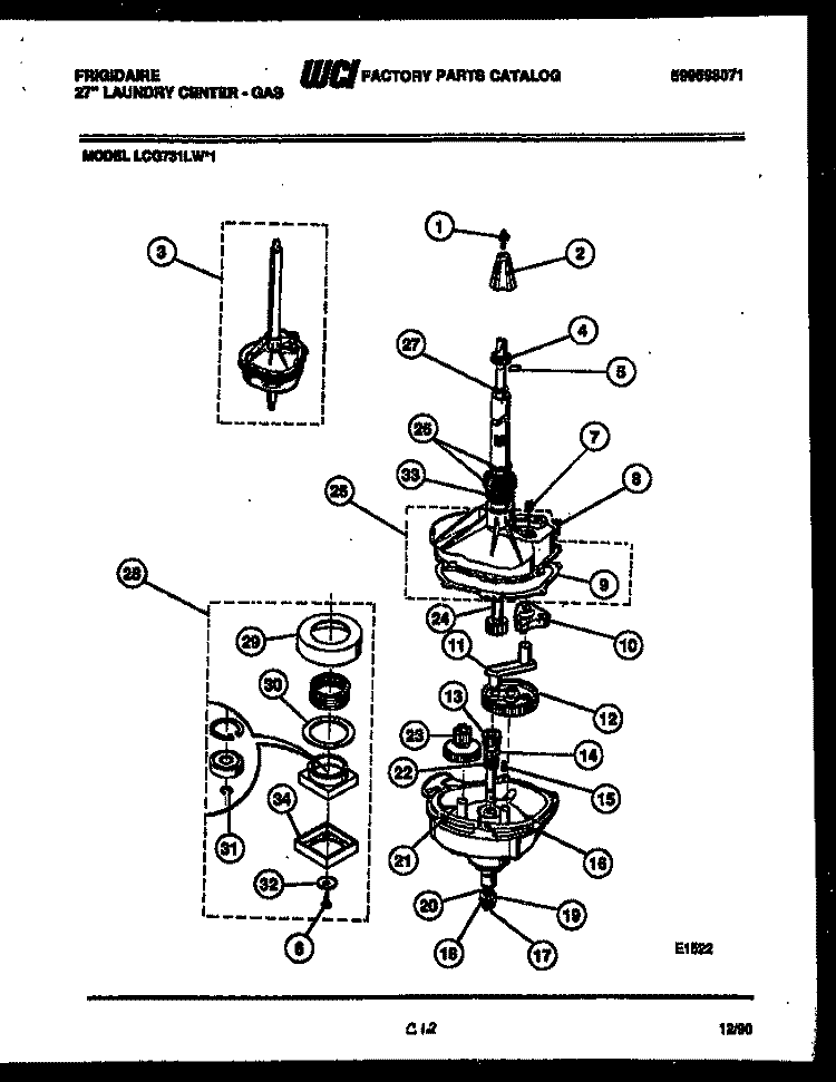 TRANSMISSION PARTS Diagram and Parts List for LCG731LL1  Frigidaire Washer Dryer Combo