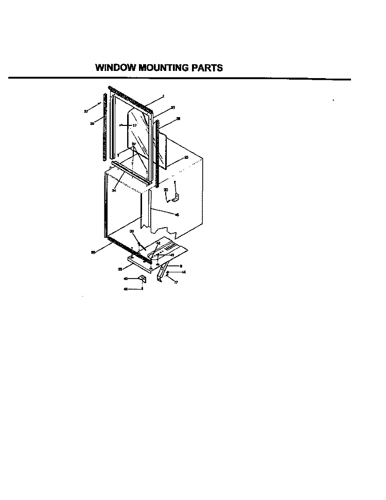 WINDOW MOUNTING PARTS Diagram and Parts List for FAK083J7V1  Frigidaire Air Conditioner