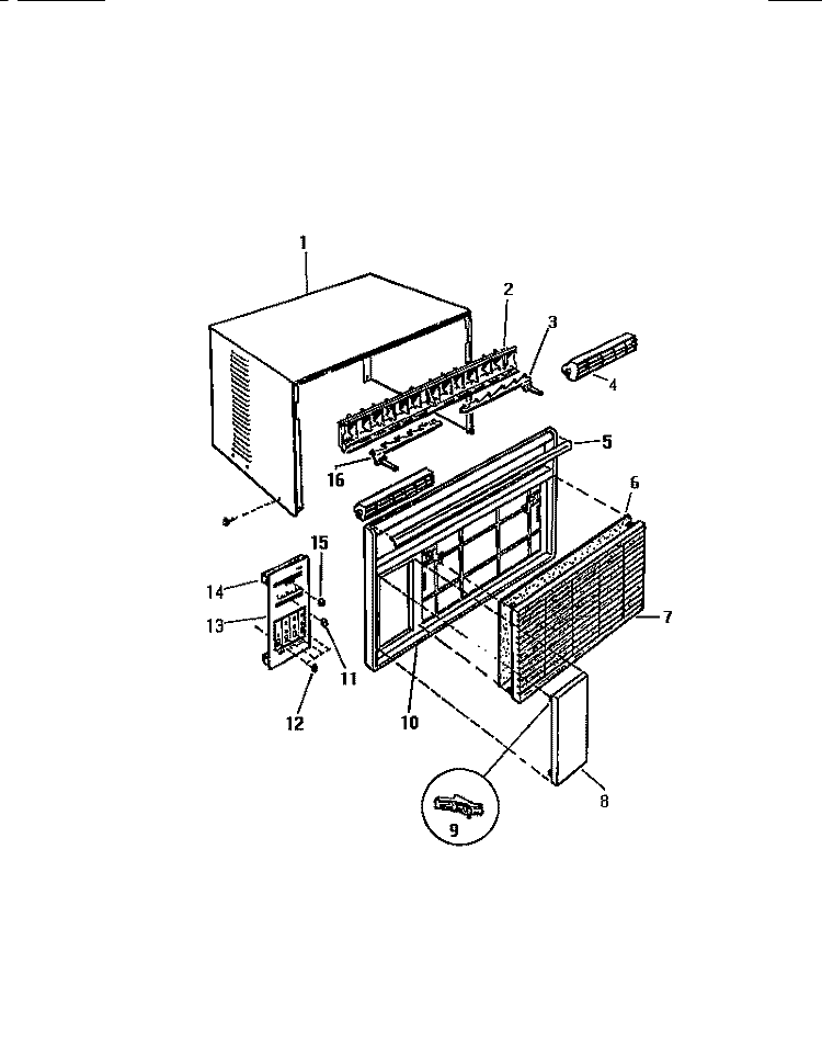 WRAPPER, FRONT Diagram and Parts List for AC088J7B1  Frigidaire Air Conditioner