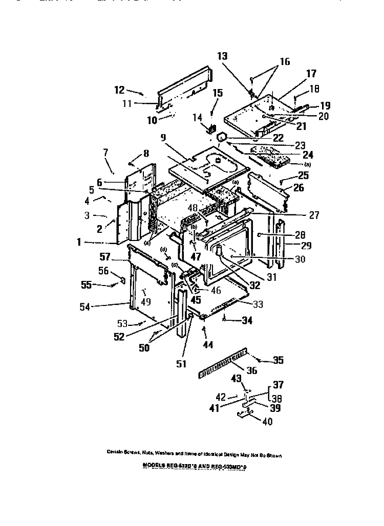 OVEN LINER, SIDE PANELS Diagram and Parts List for REG533DL0  Frigidaire Range