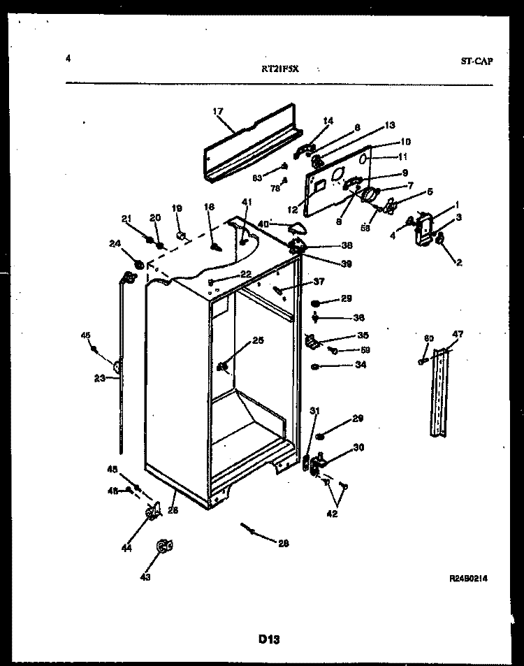 CABINET PARTS Diagram and Parts List for RT21F5YX3A  Gibson Refrigerator