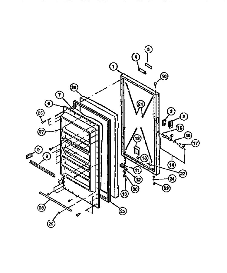 DOOR Diagram and Parts List for UFS19NL3  Frigidaire Freezer