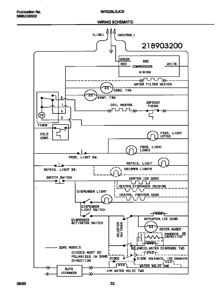 WIRING DIAGRAM Diagram and Parts List for MRS26LGJC0  Frigidaire Refrigerator