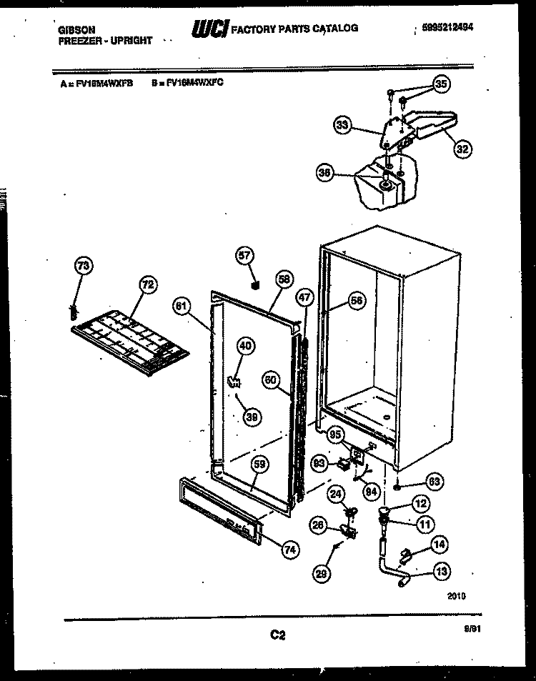 CABINET PARTS Diagram and Parts List for FV16M4WXFC  Gibson Freezer