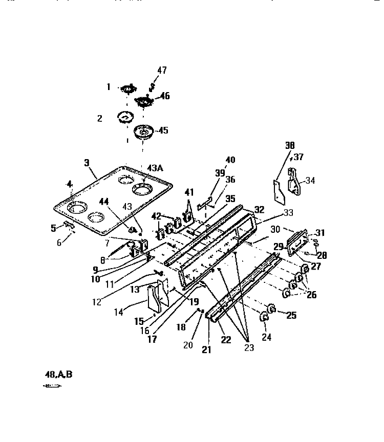 BACKGUARD Diagram and Parts List for KS860GDK1  Frigidaire Range