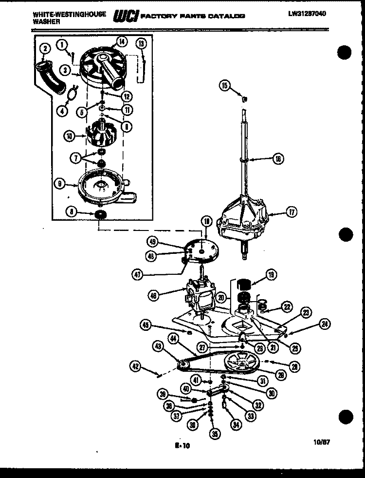 MOTOR, TRANSMISSION AND DRIVE PARTS Diagram and Parts List for LA640JXW4  Frigidaire Washer