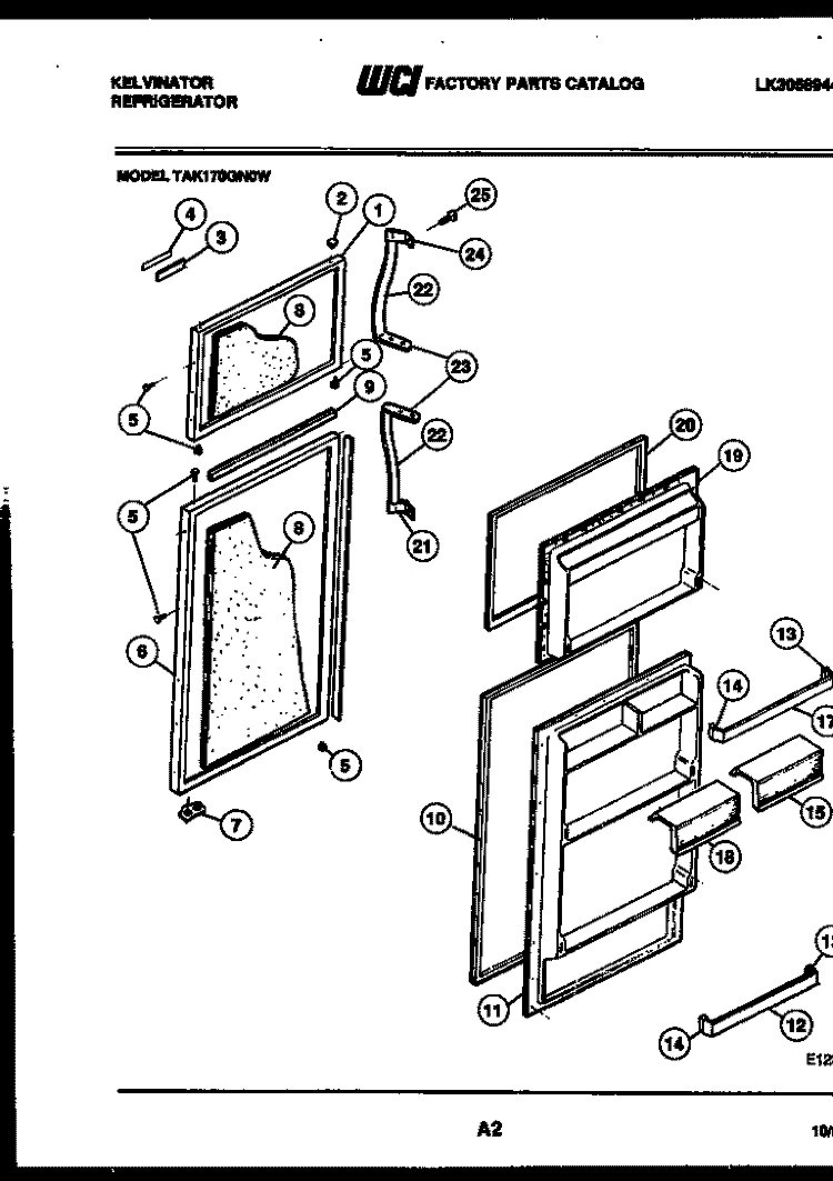 DOOR PARTS Diagram and Parts List for TAK170GN0D  Kelvinator Refrigerator
