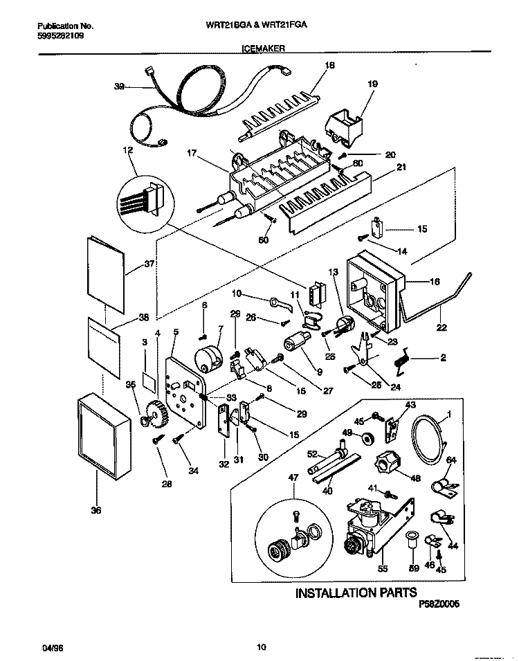 ICE MAKER Diagram and Parts List for WRT21FGAD4  Frigidaire Refrigerator