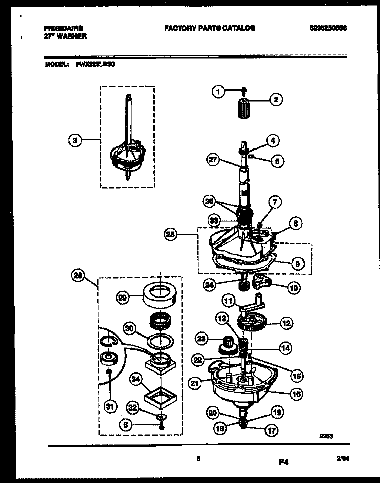 TRANSMISSION PARTS Diagram and Parts List for FWX223LBS0  Frigidaire Washer
