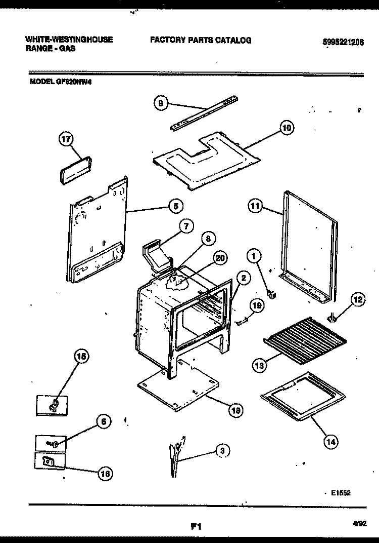 BODY PARTS Diagram and Parts List for GF620ND4  Frigidaire Range