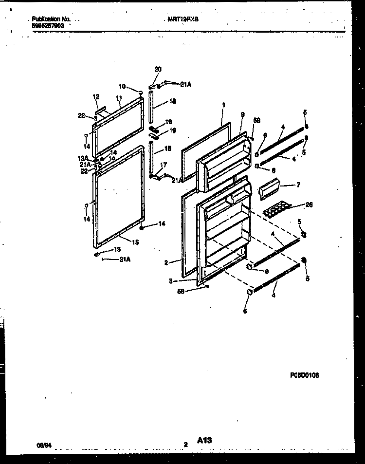 DOOR PARTS Diagram and Parts List for MRT19PNBD1  Frigidaire Refrigerator