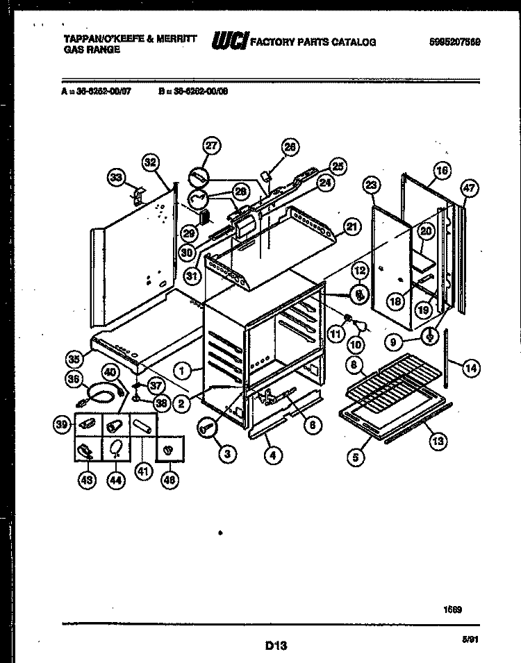BODY PARTS Diagram and Parts List for 36-6262-23-07  Tappan Range