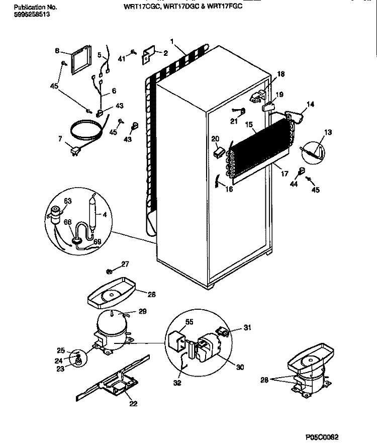 COOLING SYSTEM Diagram and Parts List for WRT17CGCY0  Frigidaire Refrigerator