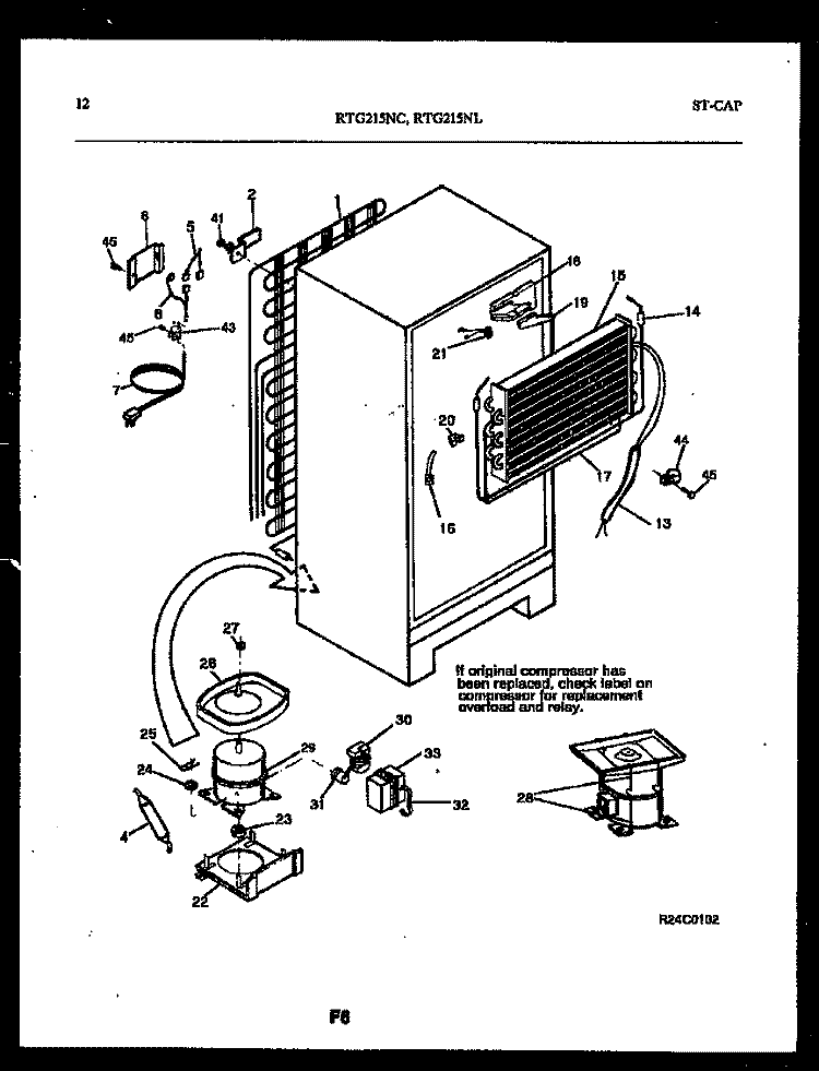 SYSTEM AND AUTOMATIC DEFROST PARTS Diagram and Parts List for RTG215NCD1  Frigidaire Refrigerator