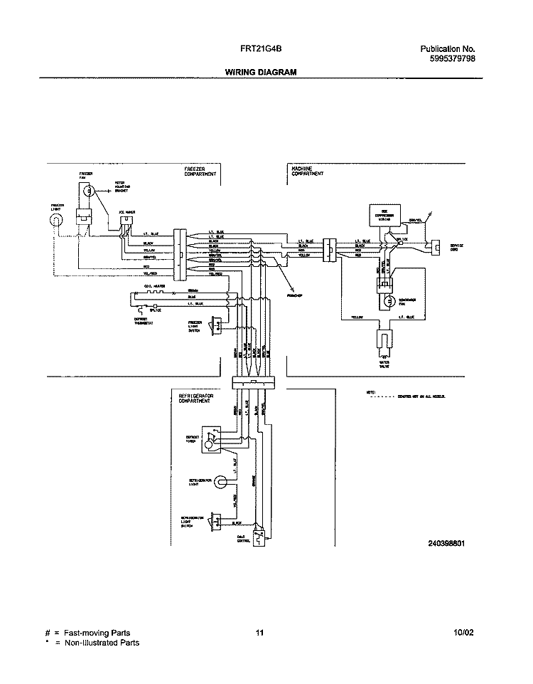 WIRING DIAGRAM Diagram and Parts List for FRT21G4BQ4  Frigidaire Refrigerator