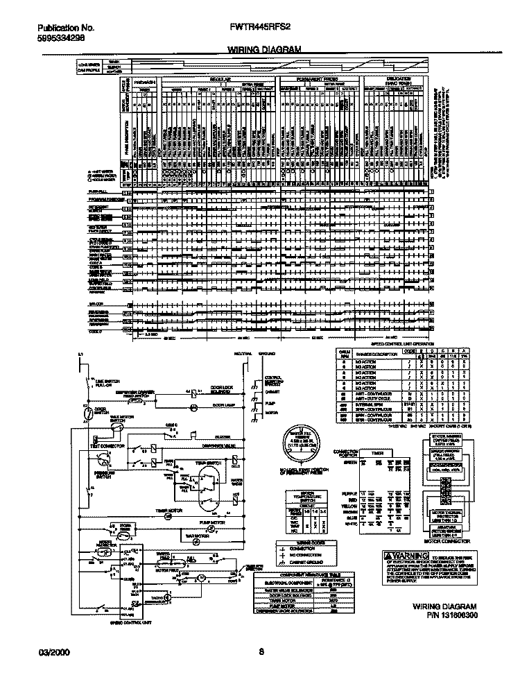 131808300 WIRING DIAGRAM Diagram and Parts List for FWTR445RFS2  Frigidaire Washer