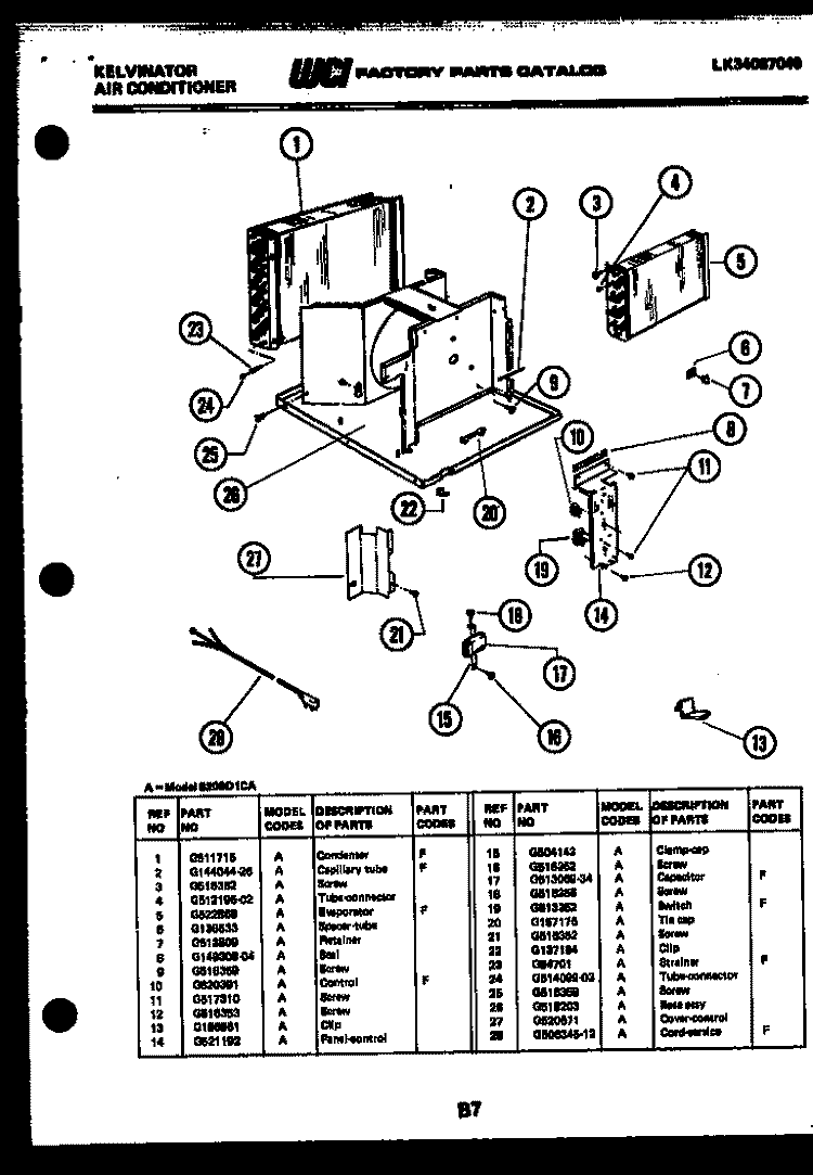 UNIT PARTS Diagram and Parts List for S208D1QA  Kelvinator Air Conditioner