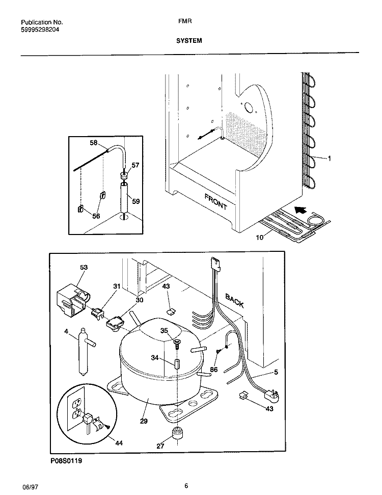 SYSTEM Diagram and Parts List for FMR5  Electrolux Freezer